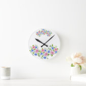 Elegantes Blumenmuster Runde Wanduhr (Zuhause)