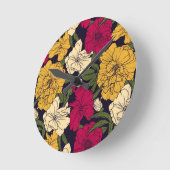 Elegantes Blumenmuster Runde Wanduhr (Winkel)