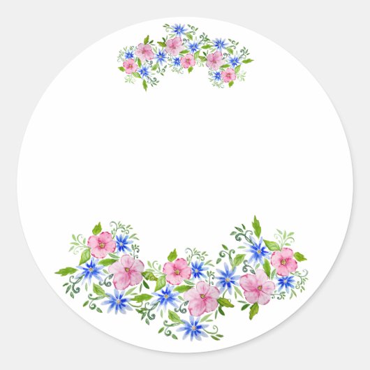 Elegantes Blumenmuster Runder Aufkleber (Vorderseite)
