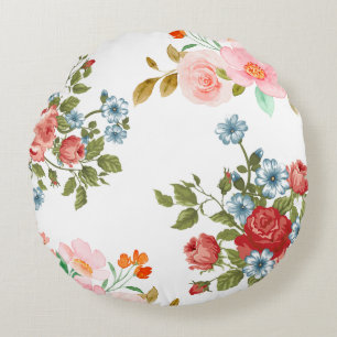 Elegantes Blumenmuster Rundes Kissen
