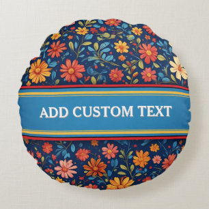 Elegantes Blumenmuster Rundes Kissen