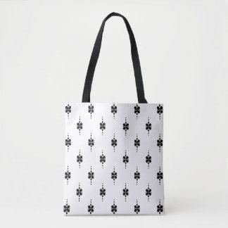 Elegantes Blumenmuster Schwarz-Weiß-Schultertasche Tasche