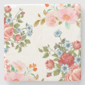 Elegantes Blumenmuster Steinuntersetzer (Vorderseite)