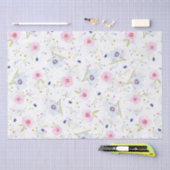 Elegantes Blumenmuster von blauen und rosa Blume Seidenpapier (Handwerk)
