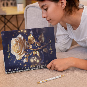 Elegantes BlumenNotebook mit Personalisierten Name Notizblock