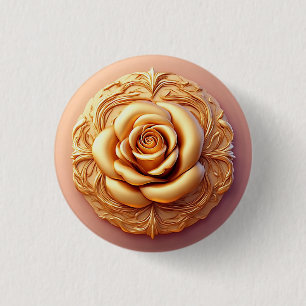 Elegantes Blumenornament mit goldenen Akzenten Button