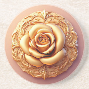 Elegantes Blumenornament mit goldenen Akzenten Getränkeuntersetzer