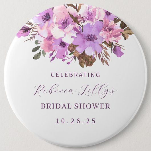 Elegantes Blumenpapier Button (Vorderseite)