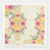 Elegantes Blumenpapier mit zwei Namen Serviette (Vorderseite)