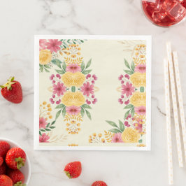 Elegantes Blumenpapier mit zwei Namen Serviette