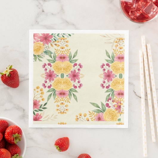 Elegantes Blumenpapier mit zwei Namen Serviette (Beispiel)