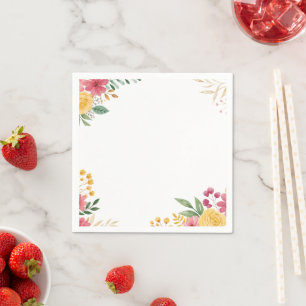 Elegantes Blumenpapier mit zwei Namen Serviette
