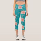 ELEGANTES BLUMENPATTER, FYP, LICHT CAPRI LEGGINGS (Vorderseite)