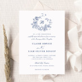 Elegantes Blumenpfropfen-Monogramm für Rose Wreath Einladung