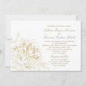 Elegantes Blumenpiony Wedding Champagne Gold Einladung (Vorderseite)