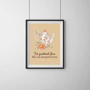 Elegantes Blumenposter - Lass Dankeschön Flow Poster