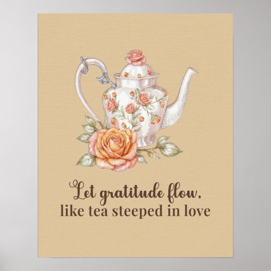 Elegantes Blumenposter - Lass Dankeschön Flow Poster (Vorne)