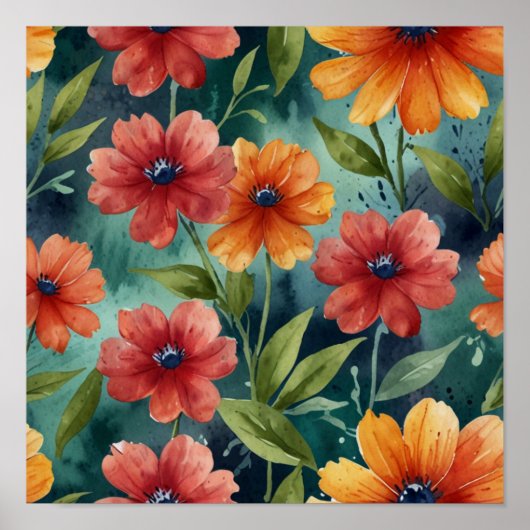 Elegantes Blumenposter Poster (Vorne)