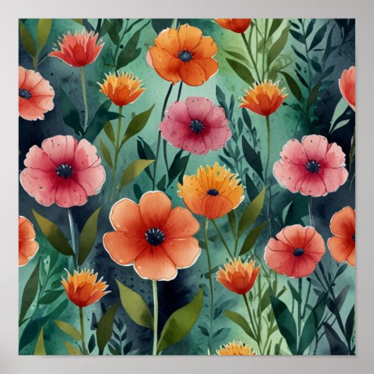 Elegantes Blumenposter Poster (Vorne)