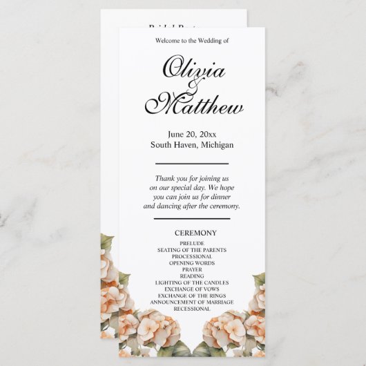 Elegantes Blumenprogramm in weißem Orange (Vorne/Hinten)