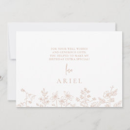 Elegantes Blumenpulver Rosa Geburtstag Dankeschön Dankeskarte