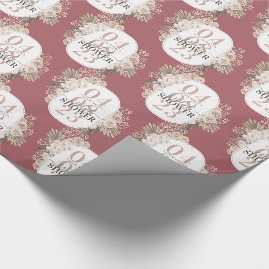 Elegantes Blumenrahmen-Brautparty Personalisiert Geschenkpapier (Ecke)