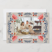 Elegantes Blumenrahmen Weihnachts-Foto Feiertagskarte (Vorderseite)