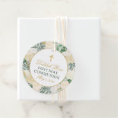 Elegantes Blumenreath Erste Kommunion Grünes Gold Geschenkanhänger (Beispiel)