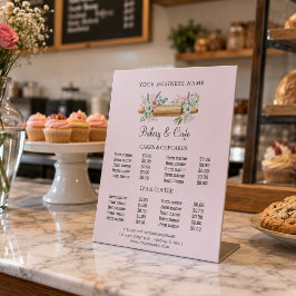 Elegantes Blumenrollholz Bäckerei Preisliste Sockelschild