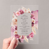 Elegantes Blumenrosa, Burgunder Wasserfarbenhochze Acryleinladungen (Insitu (Handheld))