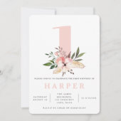 Elegantes Blumenrosa Geburtstagsfest Einladung (Vorderseite)