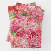 Elegantes Blumenrosa Hydrangea-Muster Geschenkpapier Set (Beispiel)