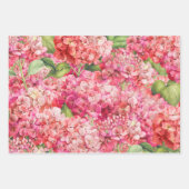 Elegantes Blumenrosa Hydrangea-Muster Geschenkpapier Set (Vorderseite)