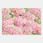 Elegantes Blumenrosa Hydrangea-Muster Geschenkpapier Set (Vorderseite)