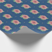 Elegantes Blumenrosa und blaues Papier Geschenkpapier (Ecke)