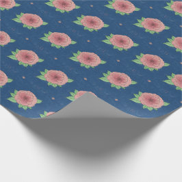 Elegantes Blumenrosa und blaues Papier Geschenkpapier