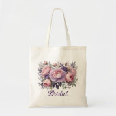 Elegantes Blumenrosa und Lila Blumenbräune Tragetasche (Vorne)