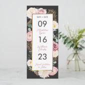 Elegantes Blumenrosa und Schwarz Save the Date (Stehend Vorderseite)