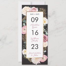 Elegantes Blumenrosa und Schwarz Save the Date
