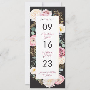 Elegantes Blumenrosa und Schwarz Save the Date