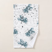 Elegantes Blumenroststahl, blau Monogramm Badhandtuch Set (Handtuch)