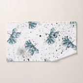 Elegantes Blumenroststahl, blau Monogramm Badhandtuch Set (Handtuch)