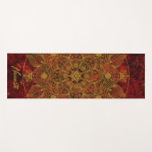 Elegantes Blumenrot, Schwarz & Gold Mandala Namast Yogamatte (Vorderseite (Horizontal))