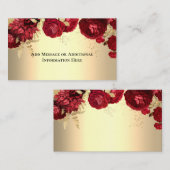 Elegantes Blumenrotes Gold Begleitkarte (Vorne/Hinten)