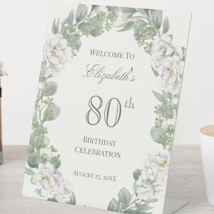 Elegantes Blumenschild zum 80. Geburtstag Sockelschild