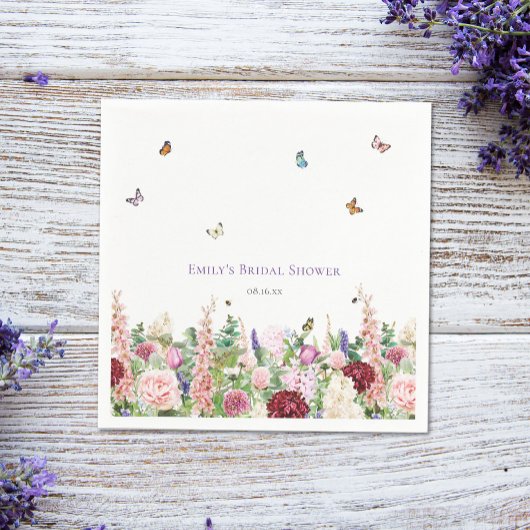 Elegantes Blumenschmetterling-Brautparty Serviette