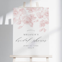 Elegantes Blumenschrift Rosa Brautparty Willkommen