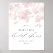 Elegantes Blumenschrift Rosa Brautparty Willkommen Poster (Vorne)