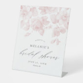 Elegantes Blumenschrift Rosa Brautparty Willkommen Sockelschild (Vorderseite)