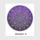 Elegantes Blumensilber & Lila Mandala Aufkleber (Blatt)